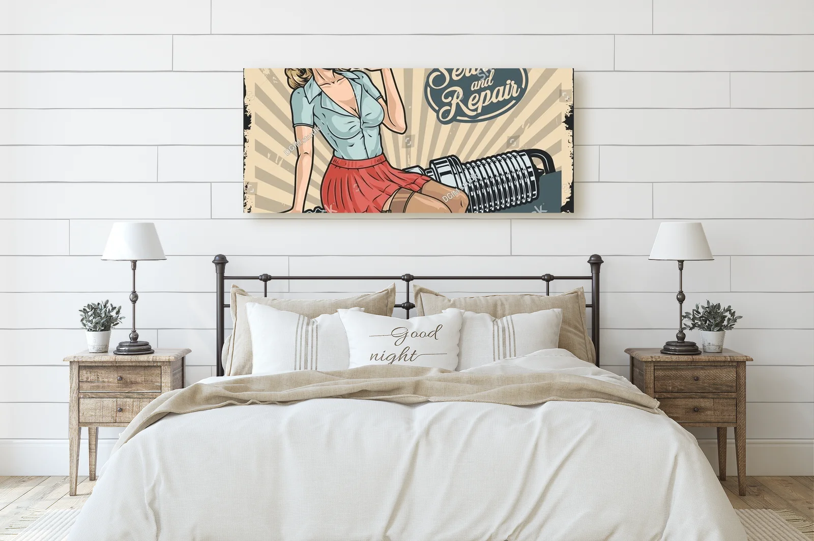 Kolorowy vintage garage: pin-up w akcji