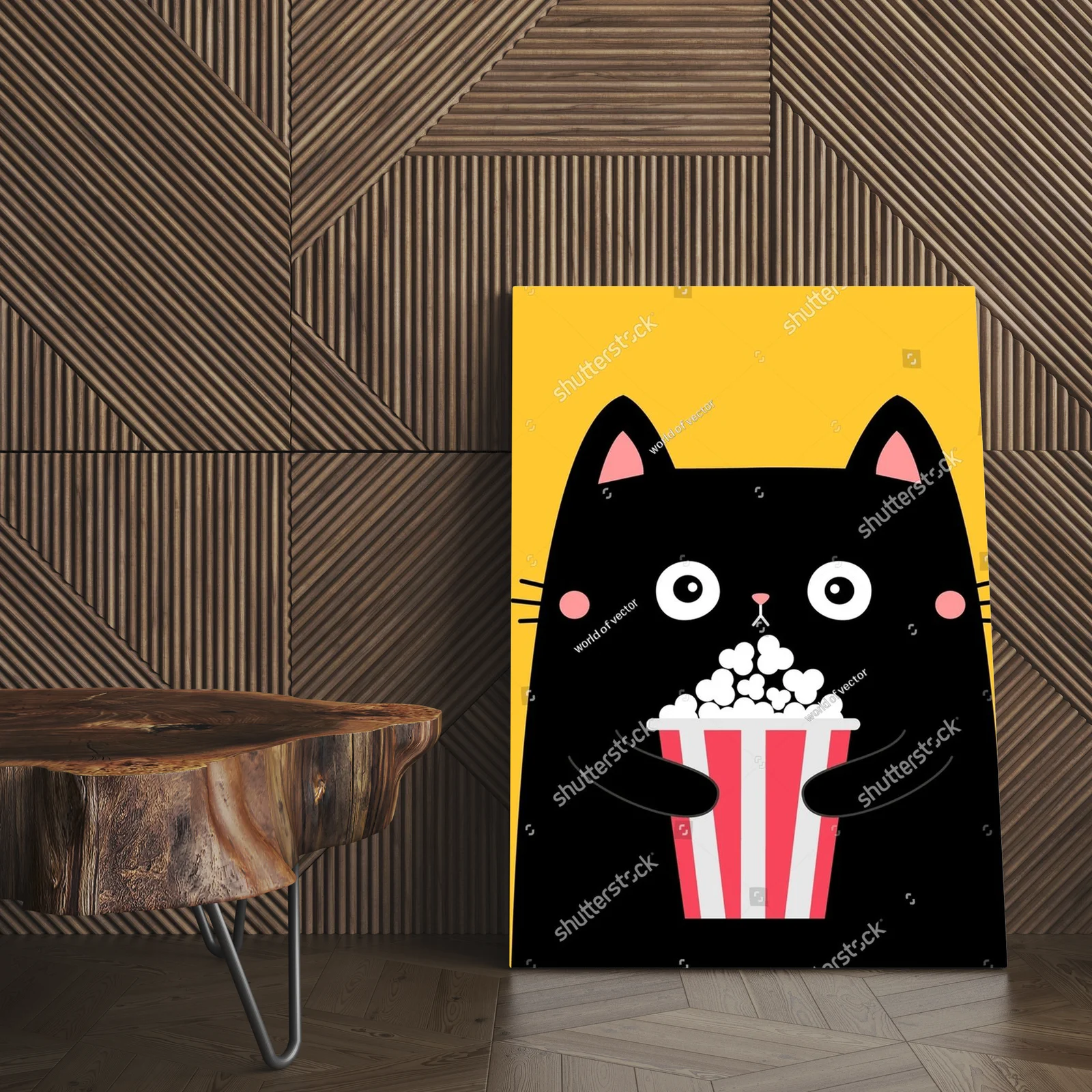 Uroczy kociak z popcornem w radosnym stylu