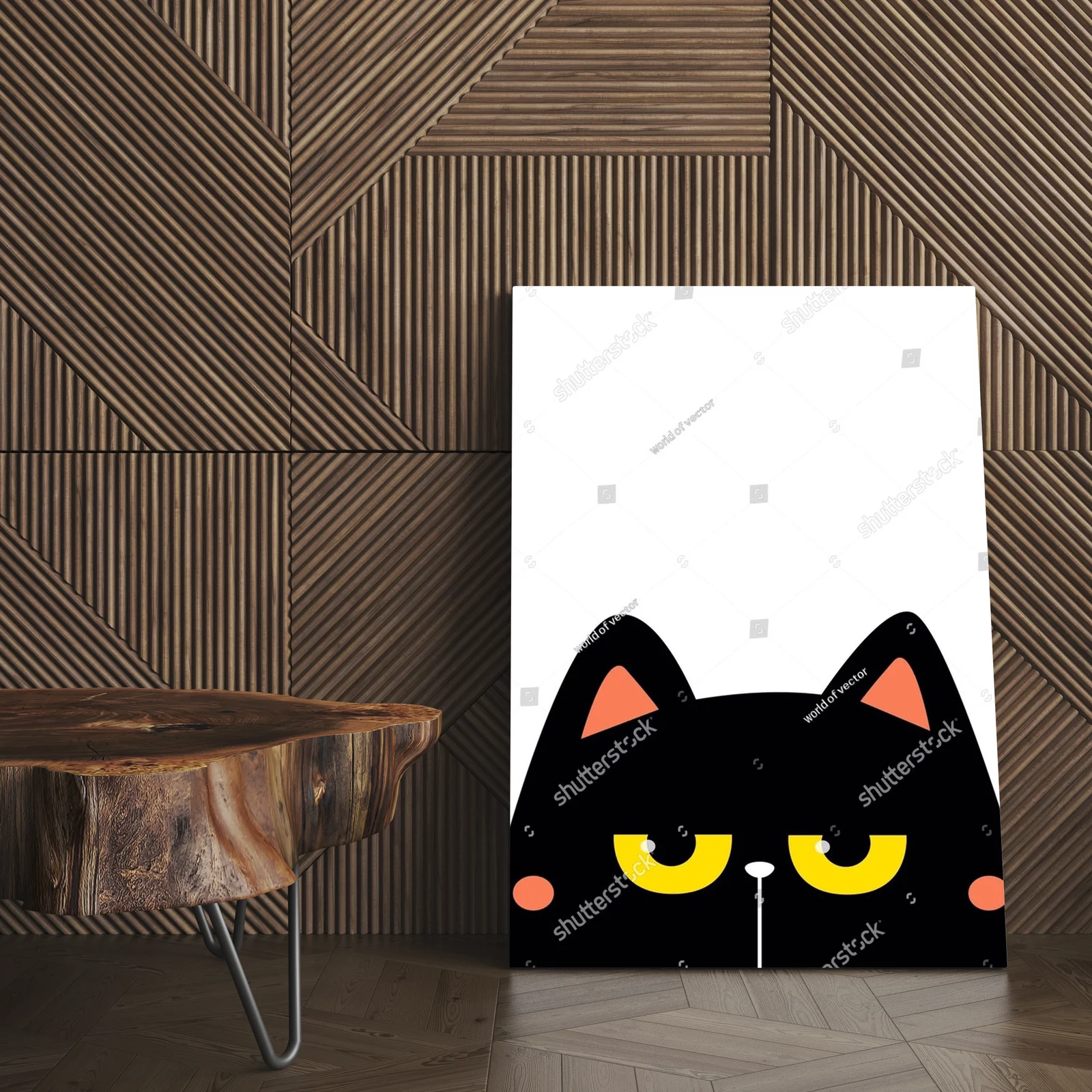 Zabawny kotek z wielkimi oczami w minimalistycznym stylu