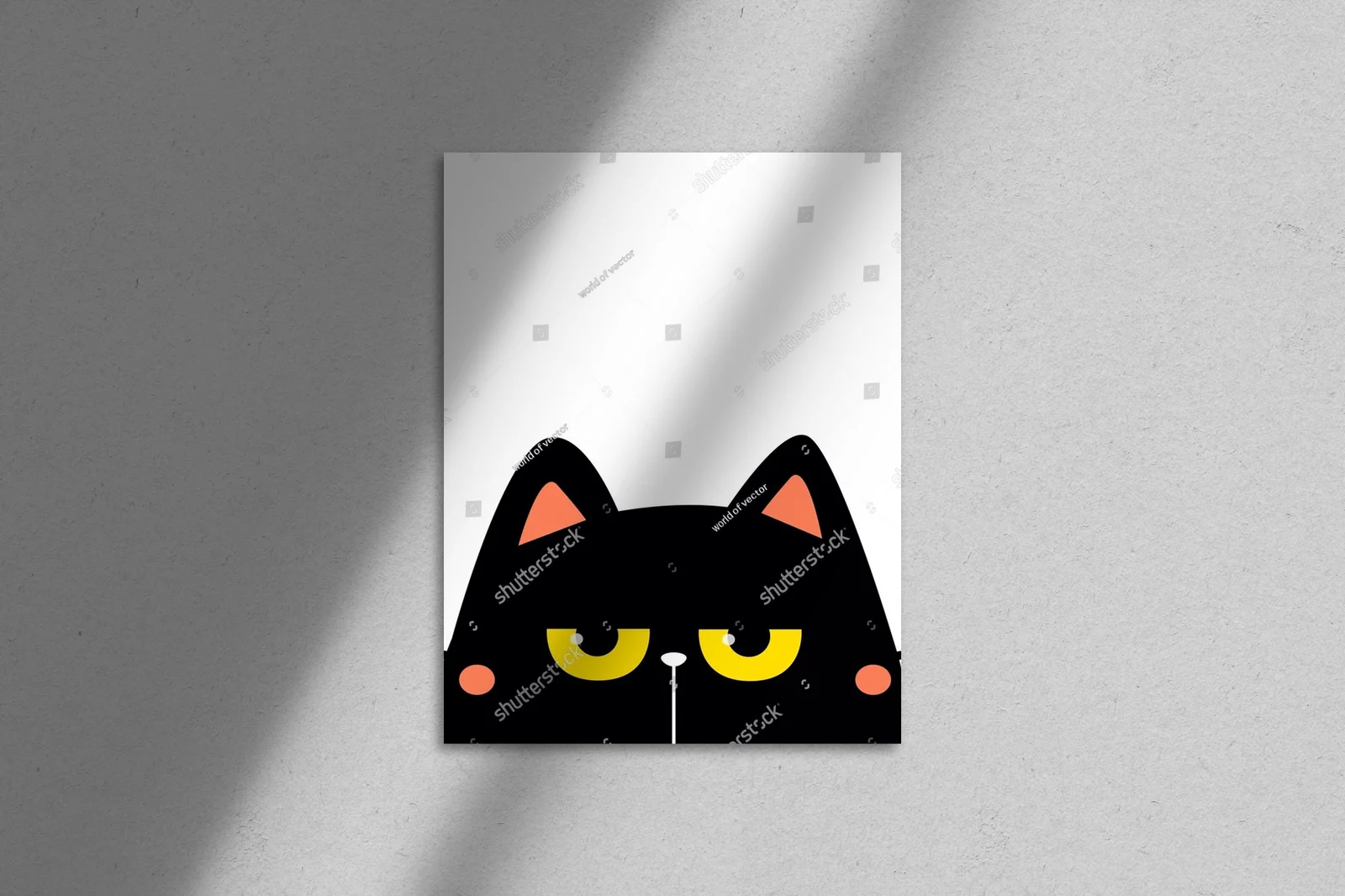 Zabawny kotek z wielkimi oczami w minimalistycznym stylu