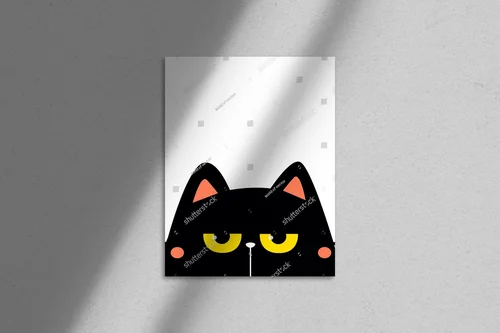 Zabawny kotek z wielkimi oczami w minimalistycznym stylu