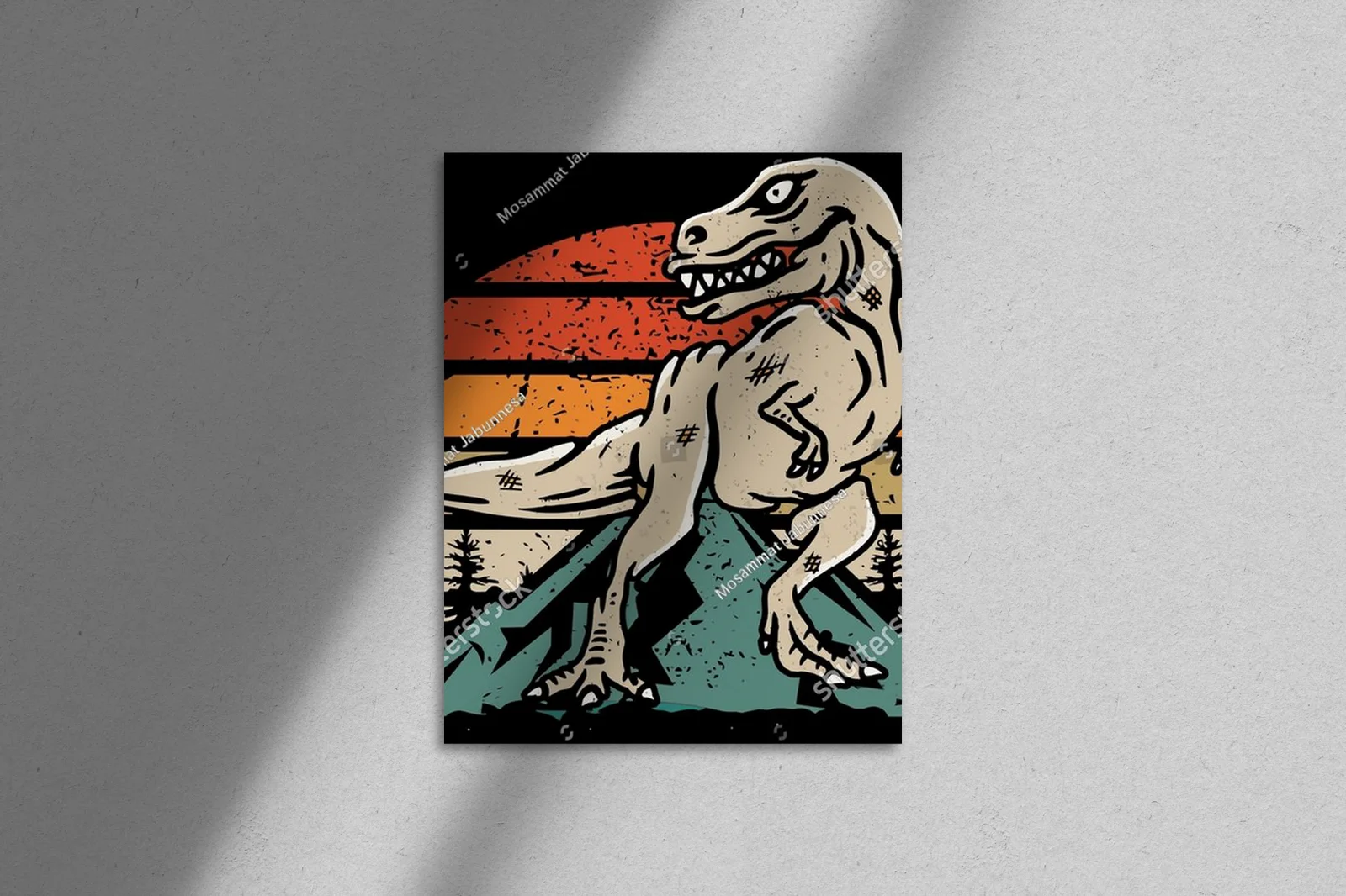 Zabawny motyw dinozaura, pełen nostalgii