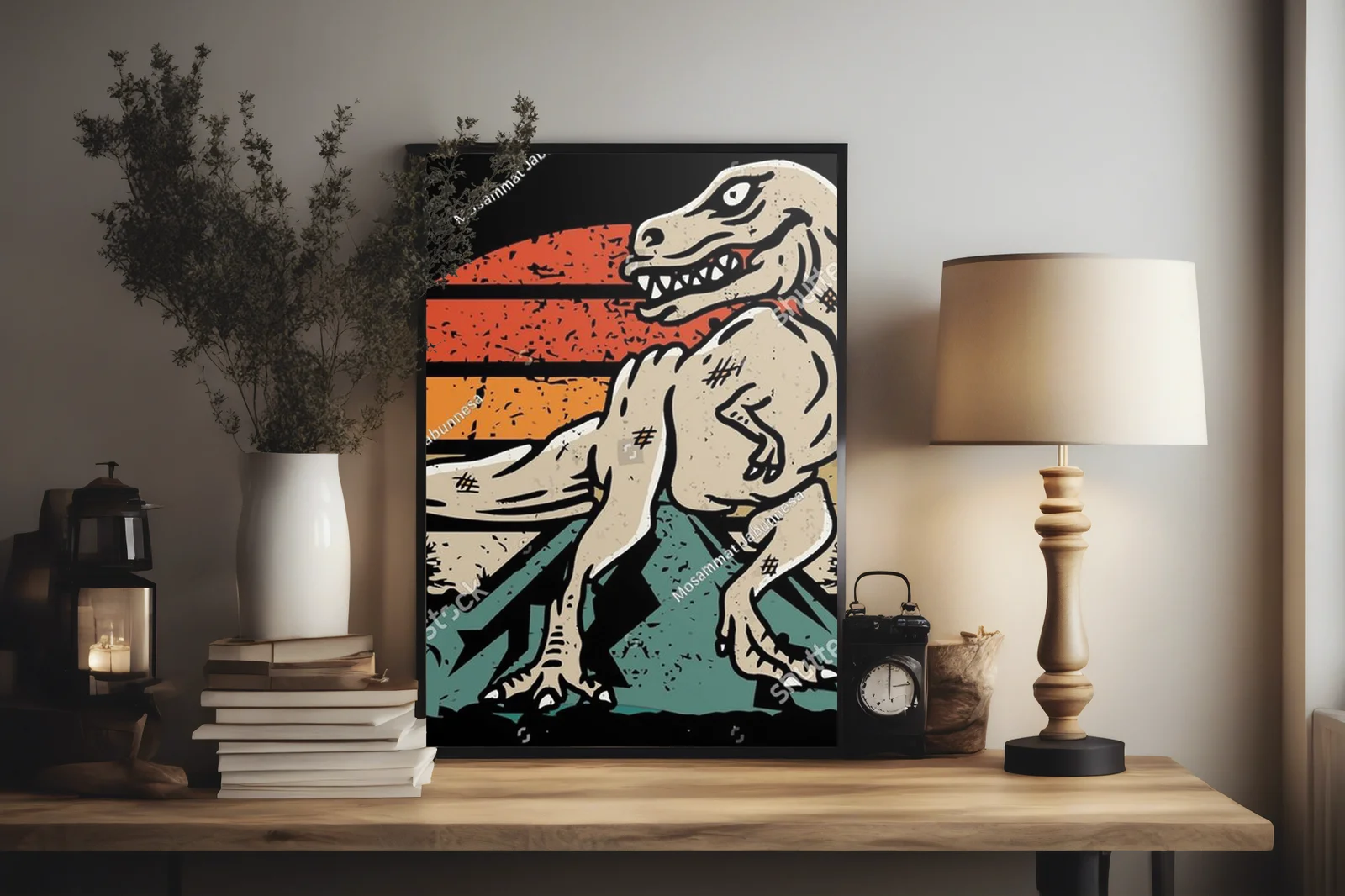 Zabawny motyw dinozaura, pełen nostalgii