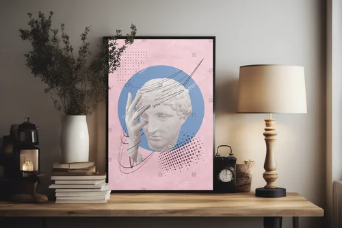 Antyczna statua w pastelowych odcieniach emocji