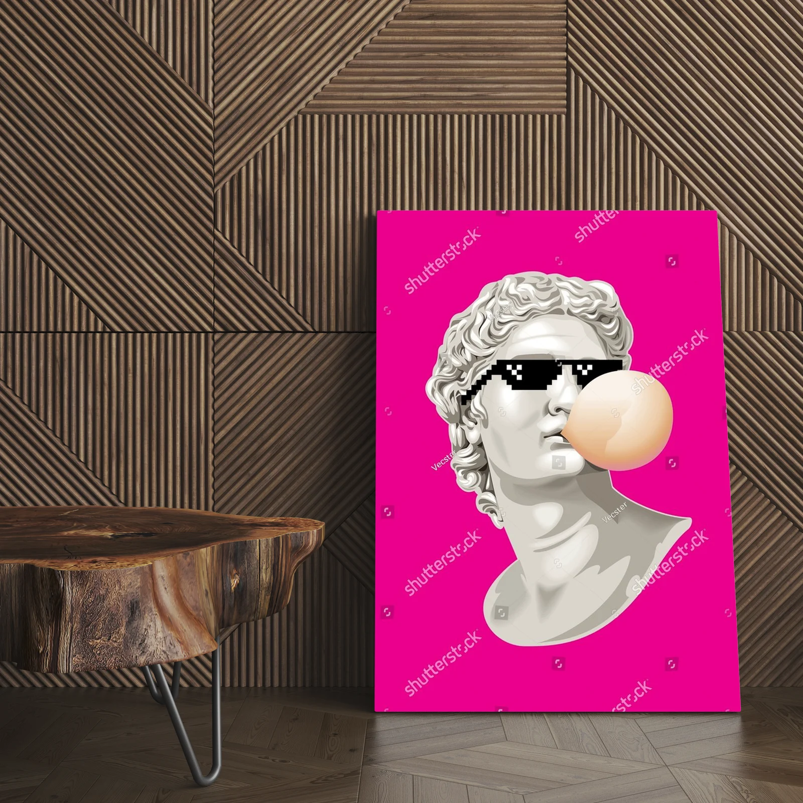 Antyczna figura w futurystycznych okularach