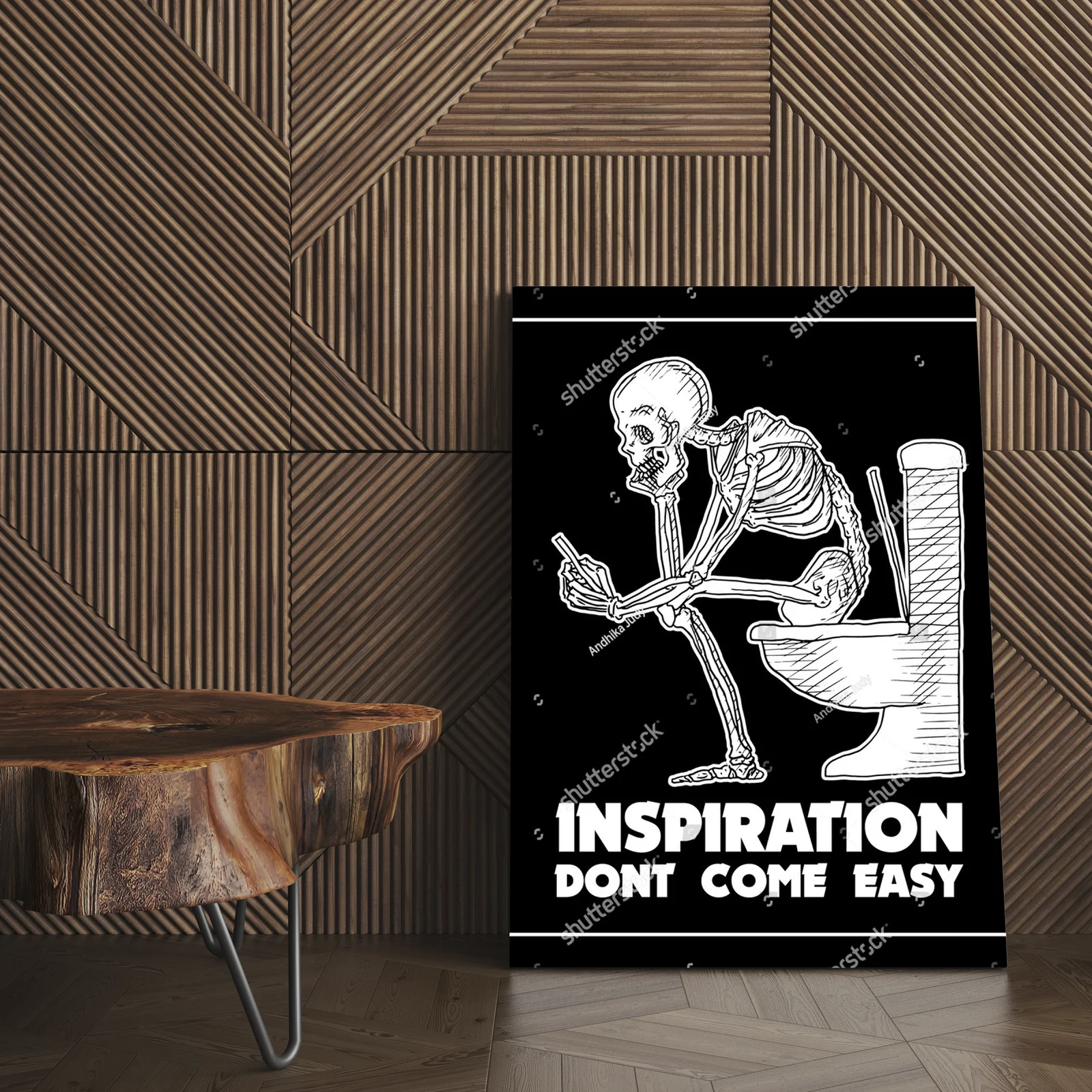 Zabawny skeleton w retro toalecie pełen inspiracji
