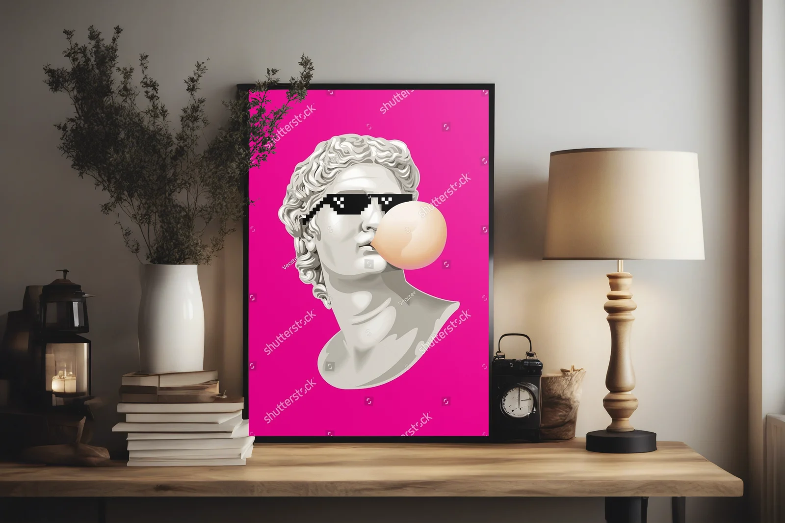Antyczna figura w futurystycznych okularach