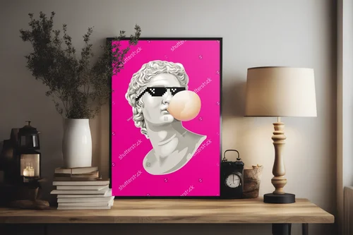 Antyczna figura w futurystycznych okularach