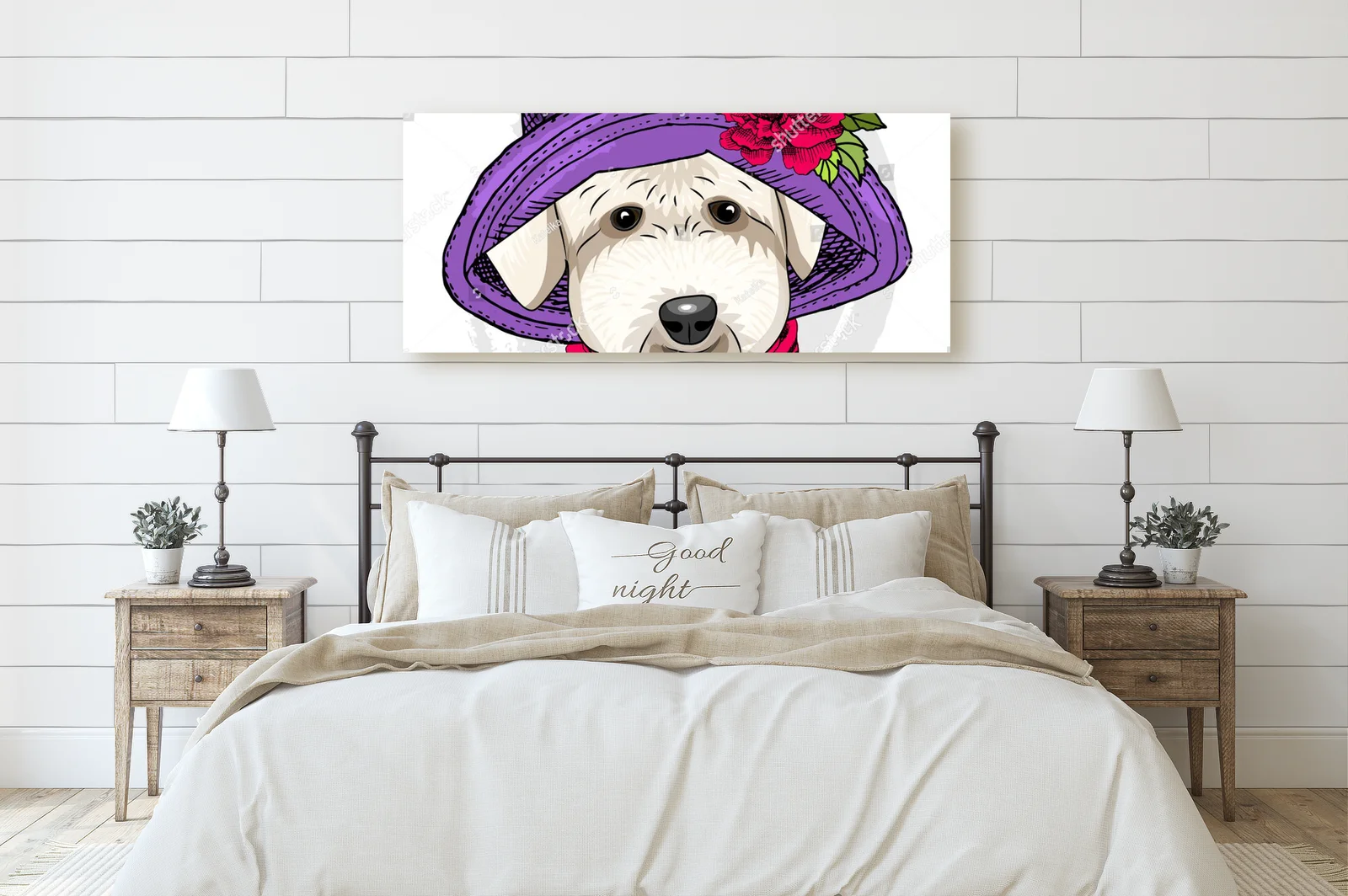 Stylowy piesek w purpurowym kapeluszu inspirujący modą