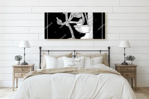 Zabawny skeleton w retro toalecie pełen inspiracji