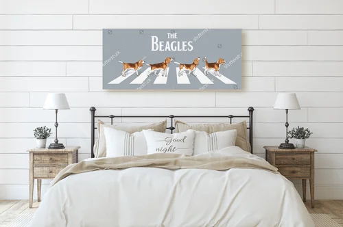 Wesołe beagle w retro stylu na ulicy
