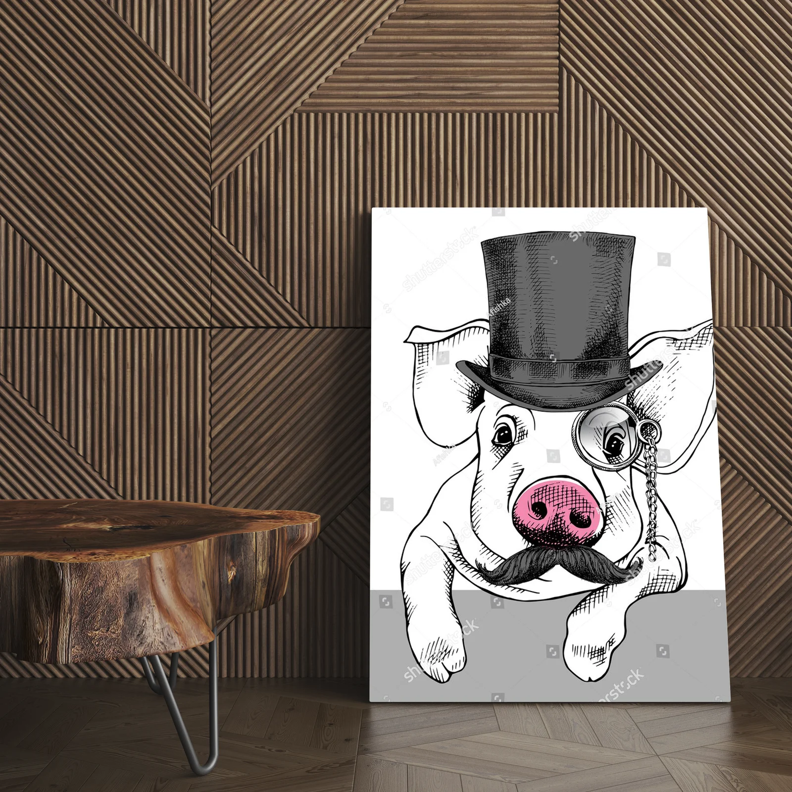 Elegancki portret stylowego prosiaczka
