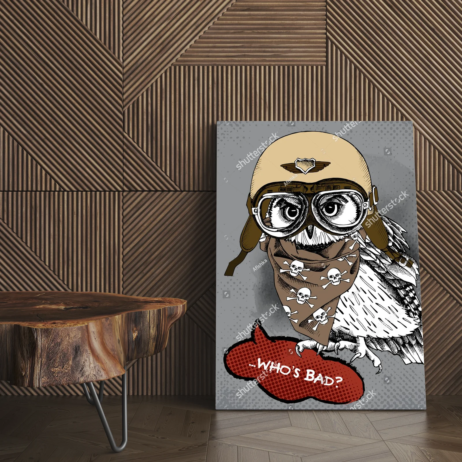 Stylowy sowa w retro wydaniu na motocyklu
