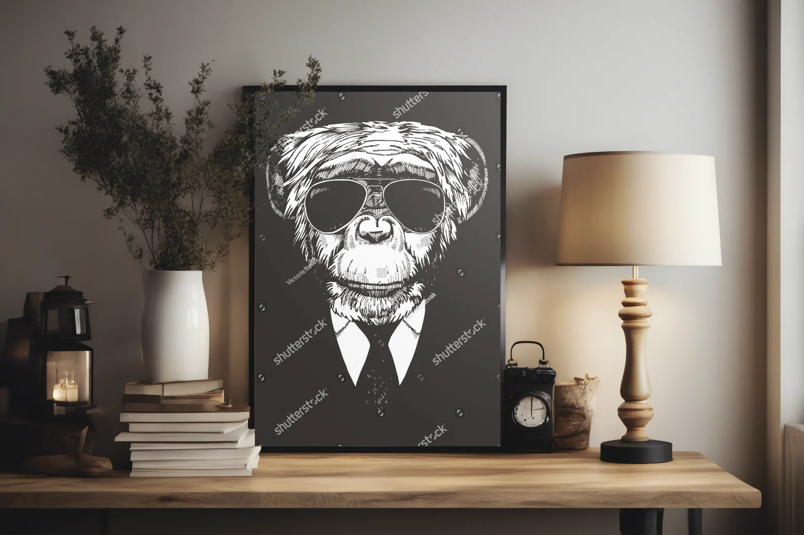 Elegancki małpi portret w vintage stylu