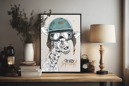 Zabawna żyrafa w retro stylu z okularami