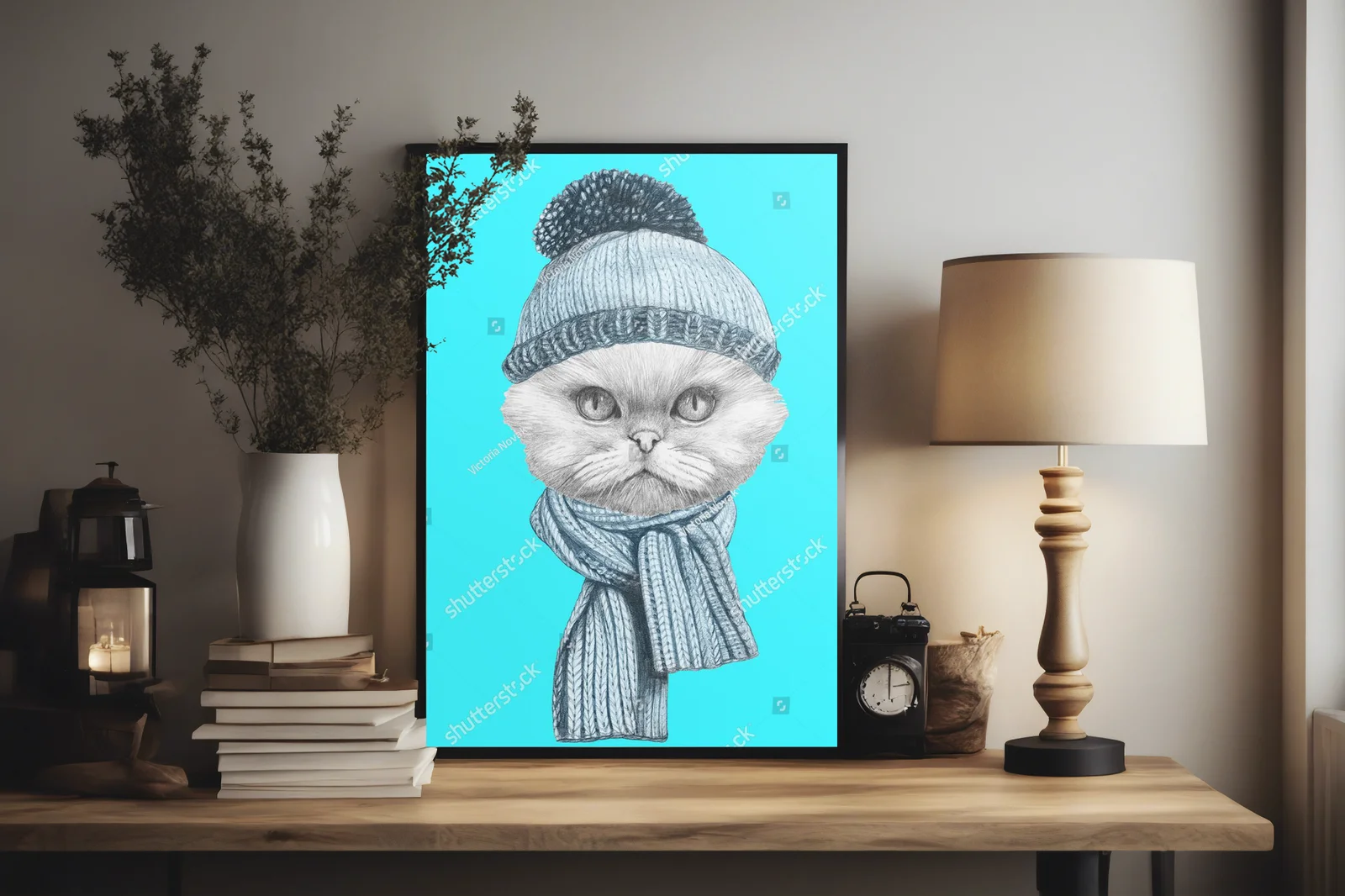 Urokliwy portret perskiego kota w stylu retro