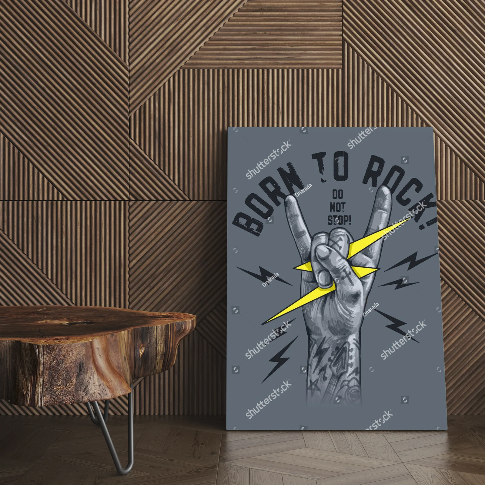Energia rocka w vintage stylu z rockowym znakiem