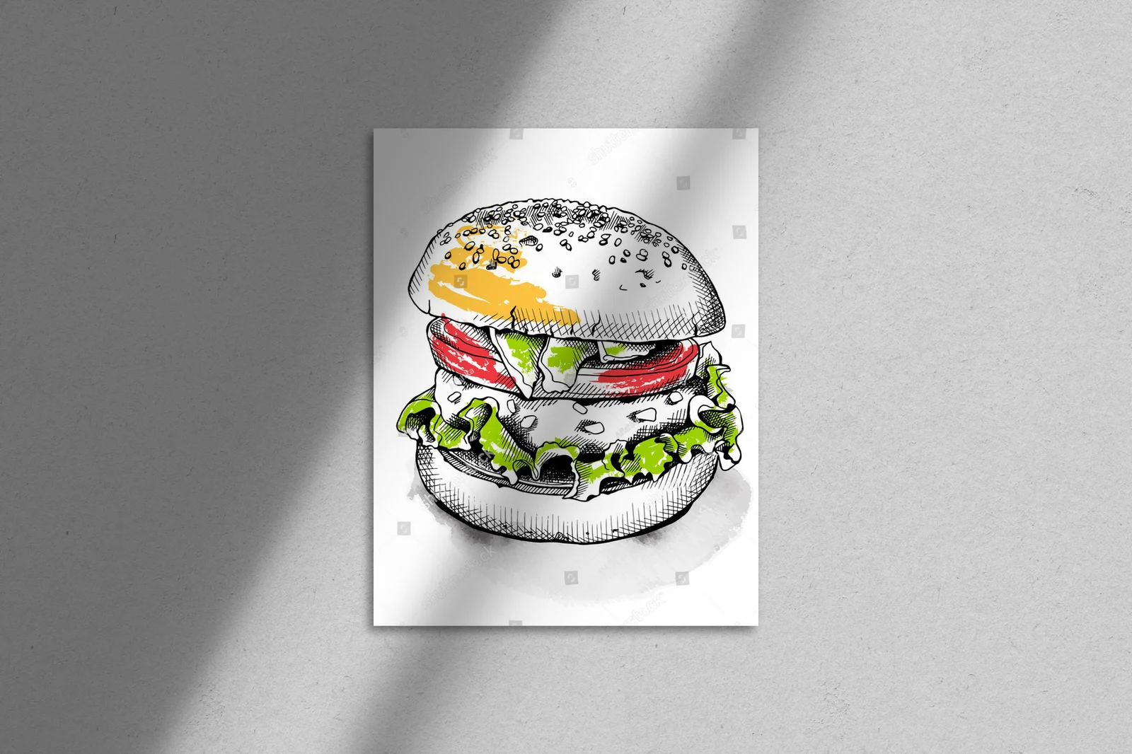Apetyczny burger w białej, vintage aranżacji
