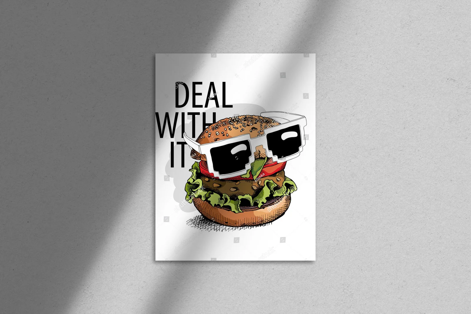 Burger z okularami pośród retro humoru