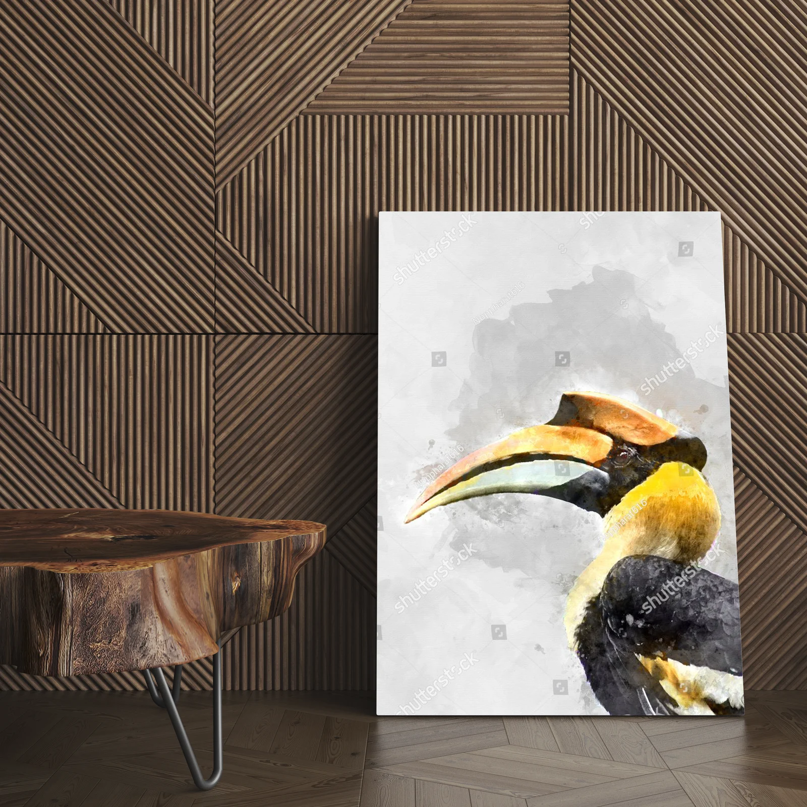 Zjawiskowy hornbill w odcieniach leśnej szarości
