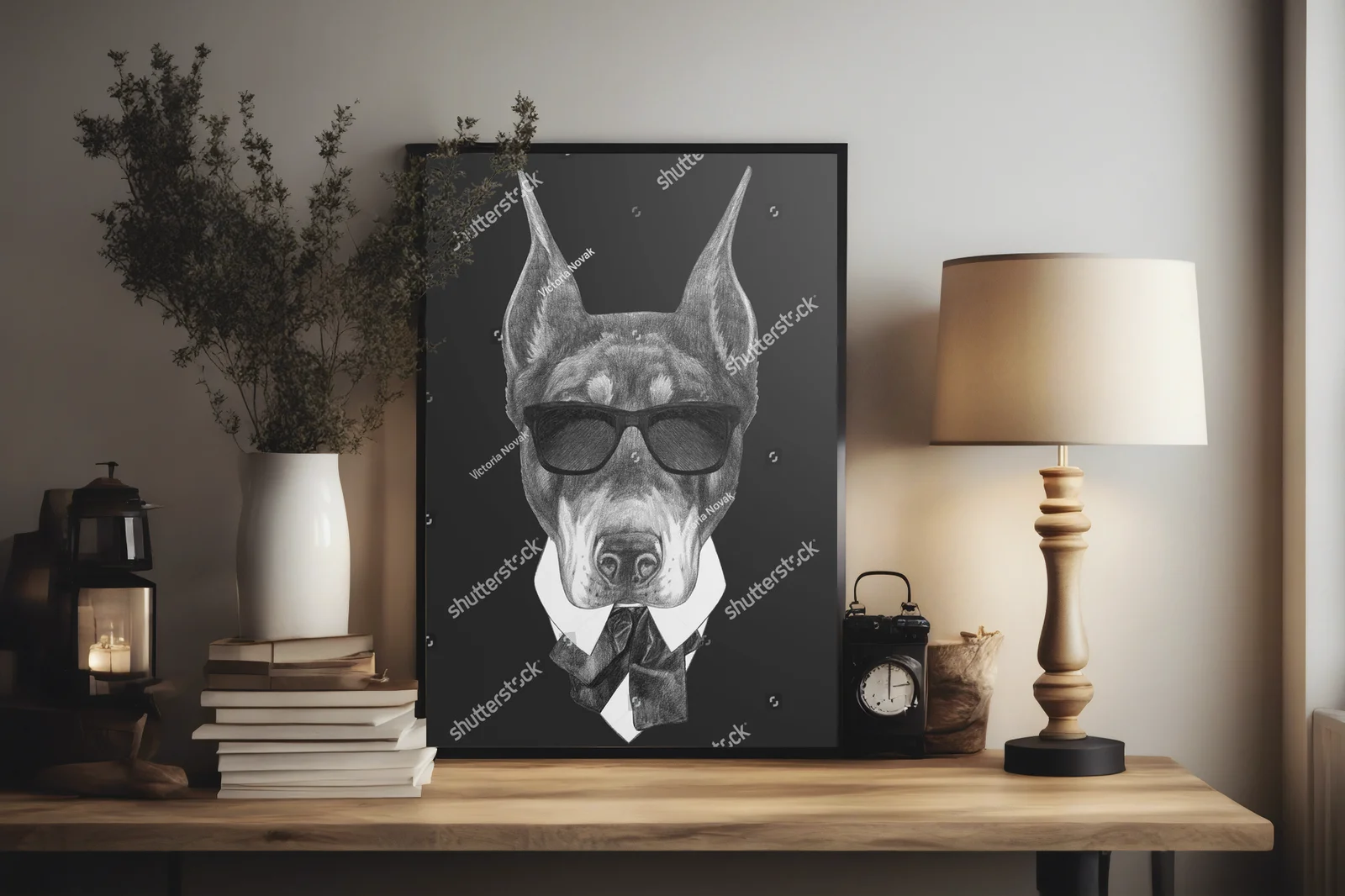 Elegancki Doberman w stylu retro