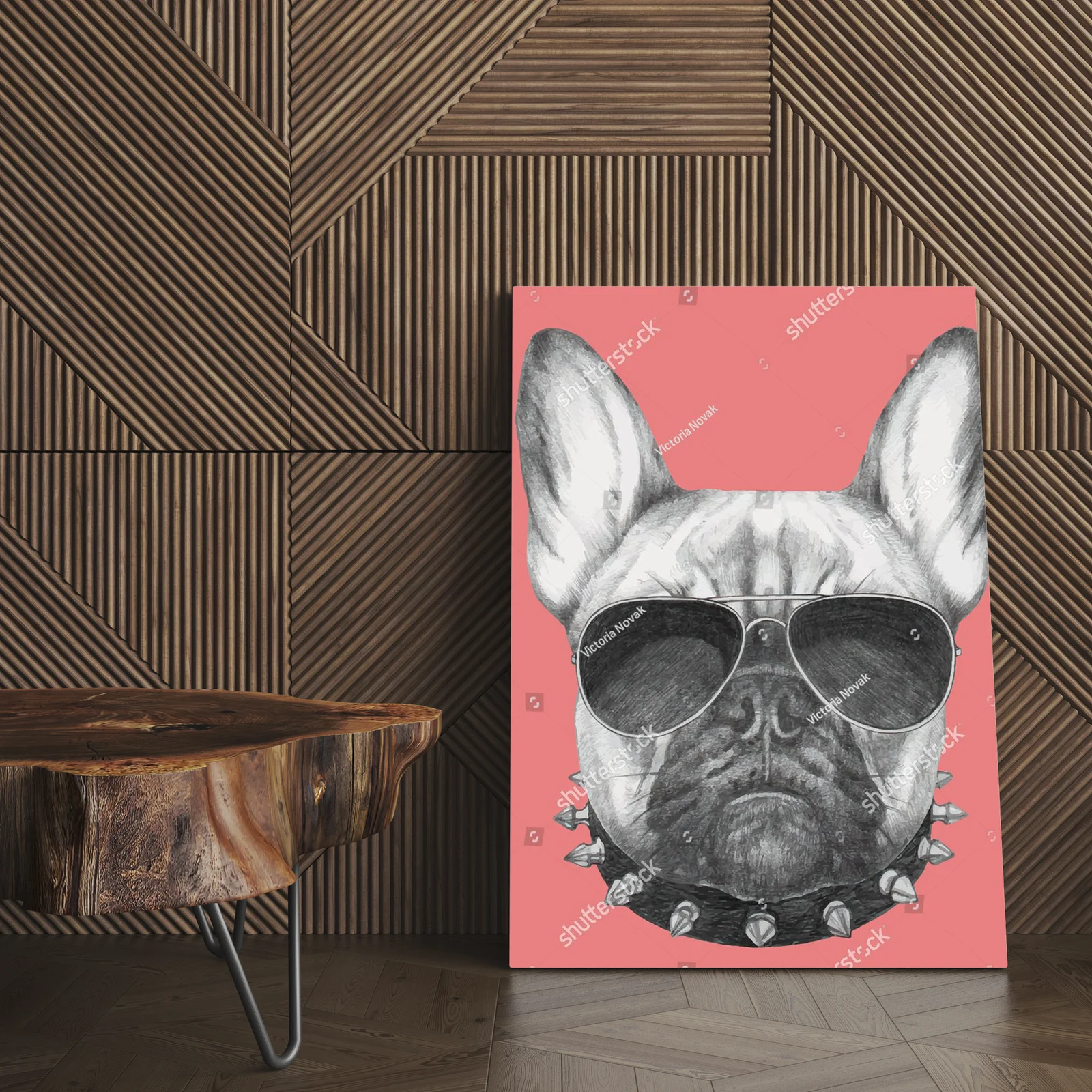 Stylowy portret buldożka francuskiego w modnych dodatkach