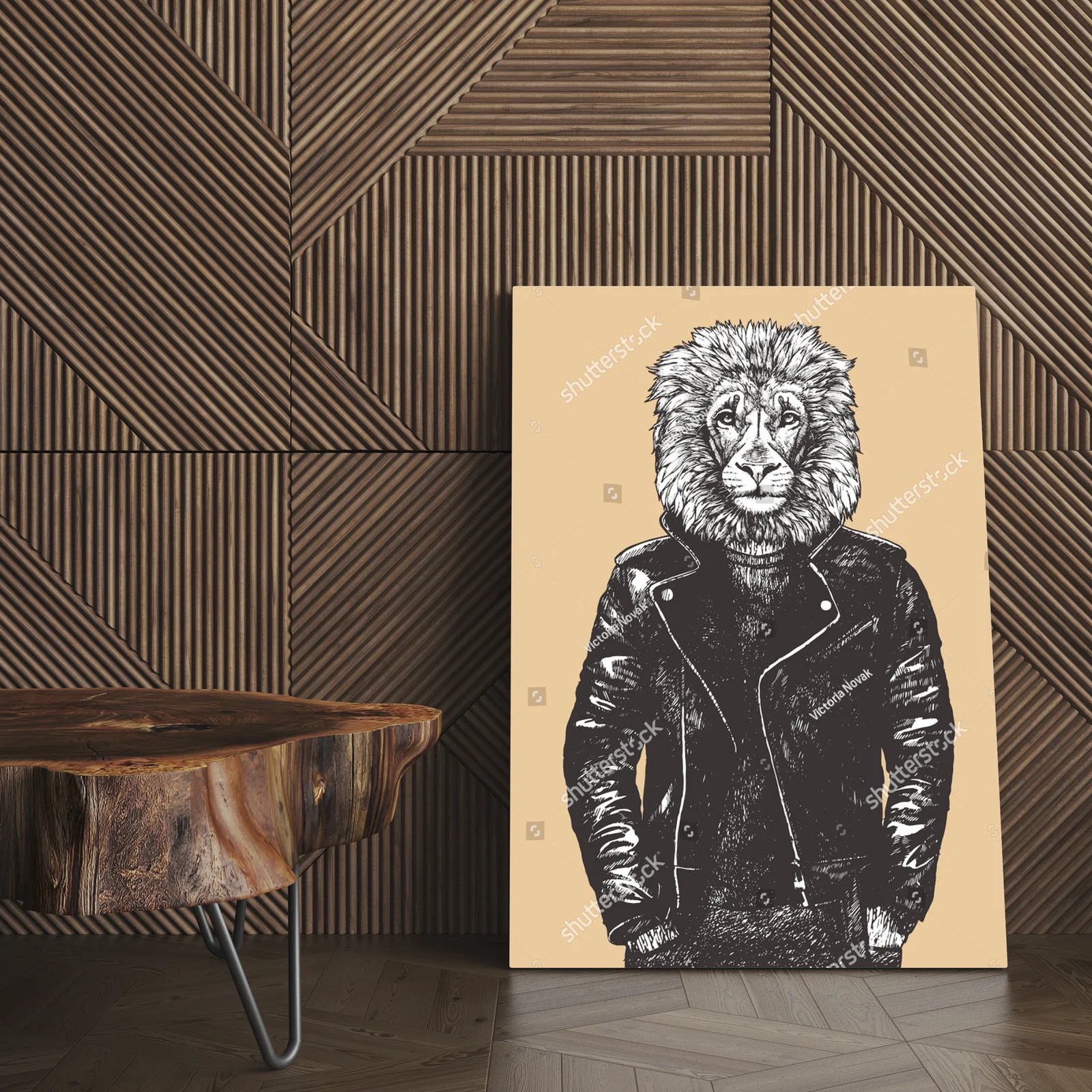 Stylowy lew w skórzanej kurtce – artystyczna wizja