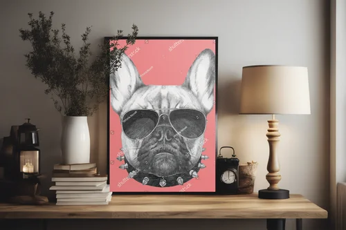Stylowy portret buldożka francuskiego w modnych dodatkach
