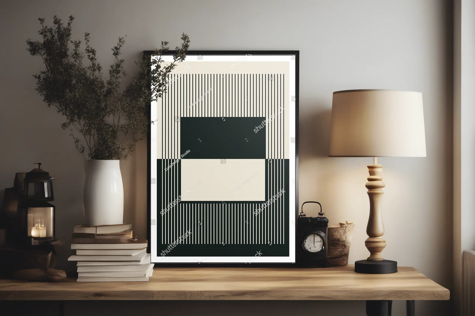 Geometryczny styl lat 20-tych w monochromatycznej aranżacji