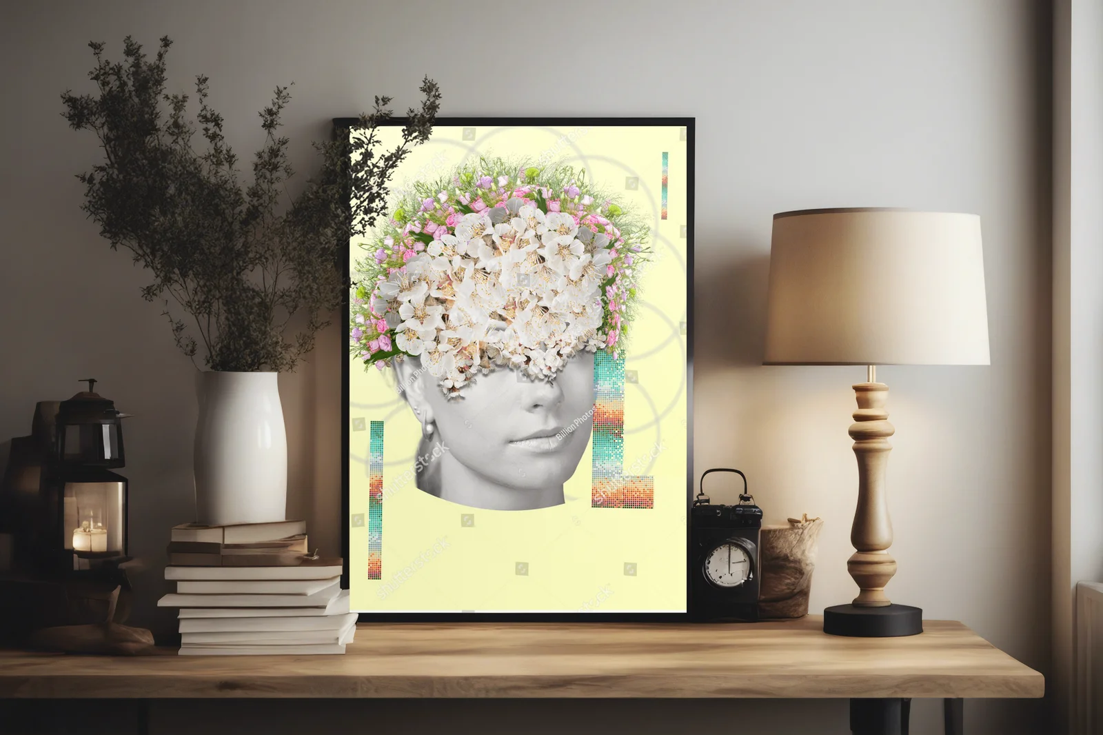 Kwiatowy portret piękna w pastelowych odcieniach