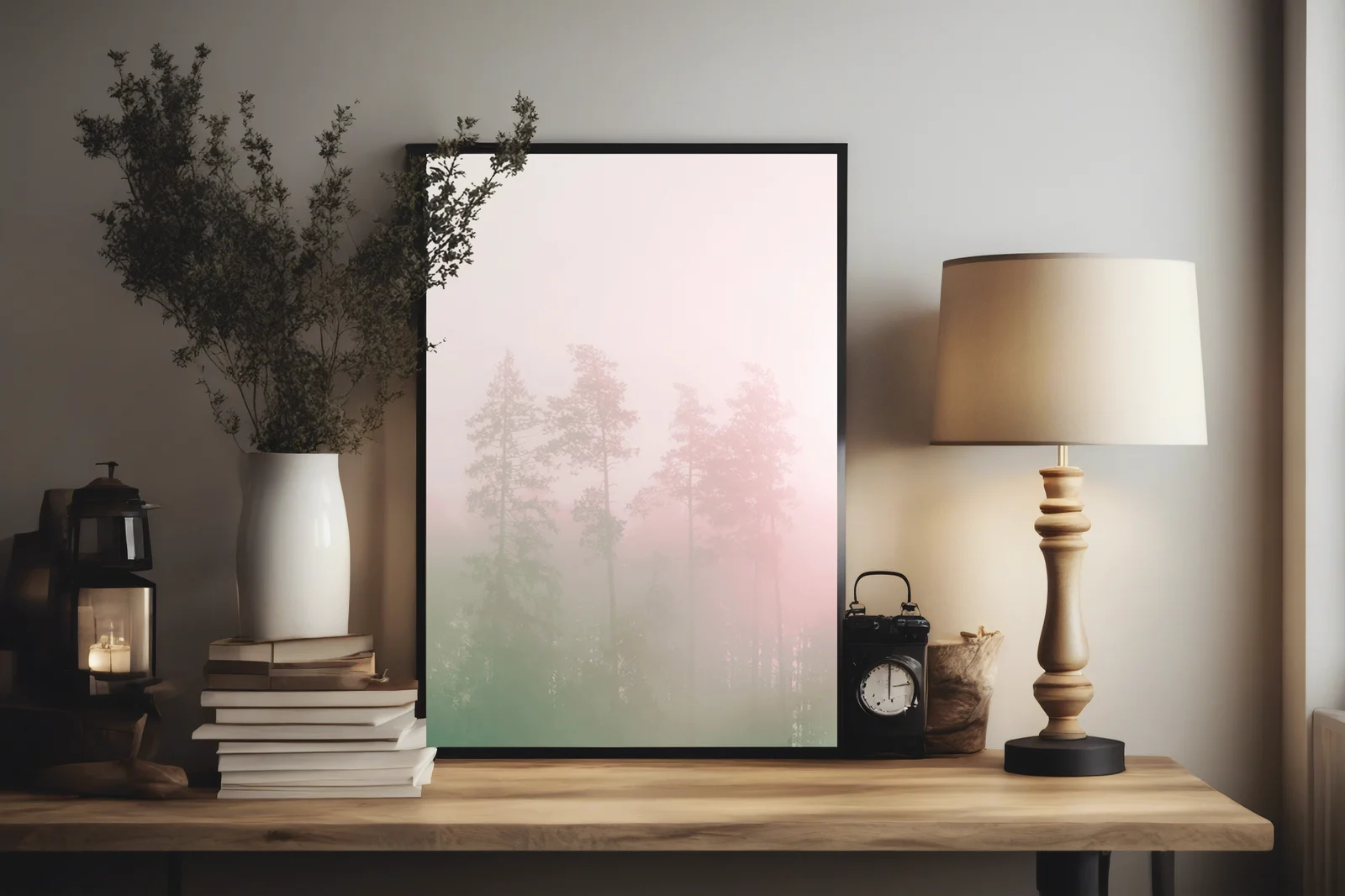 Mistyczny las w mglistych odcieniach pasteli