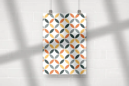 Geometryczna retro elegancja w oranżu
