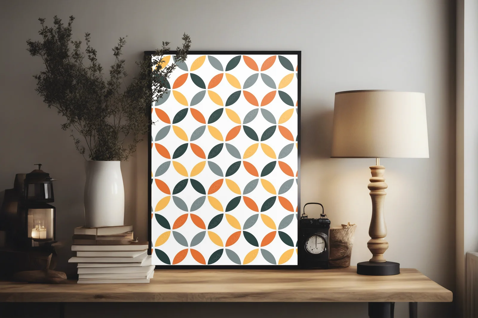 Geometryczna retro elegancja w oranżu