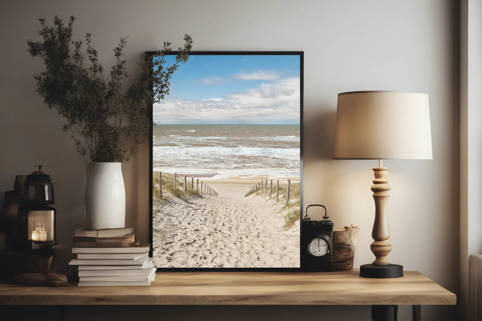 Ścieżka do plaży pod błękitnym niebem