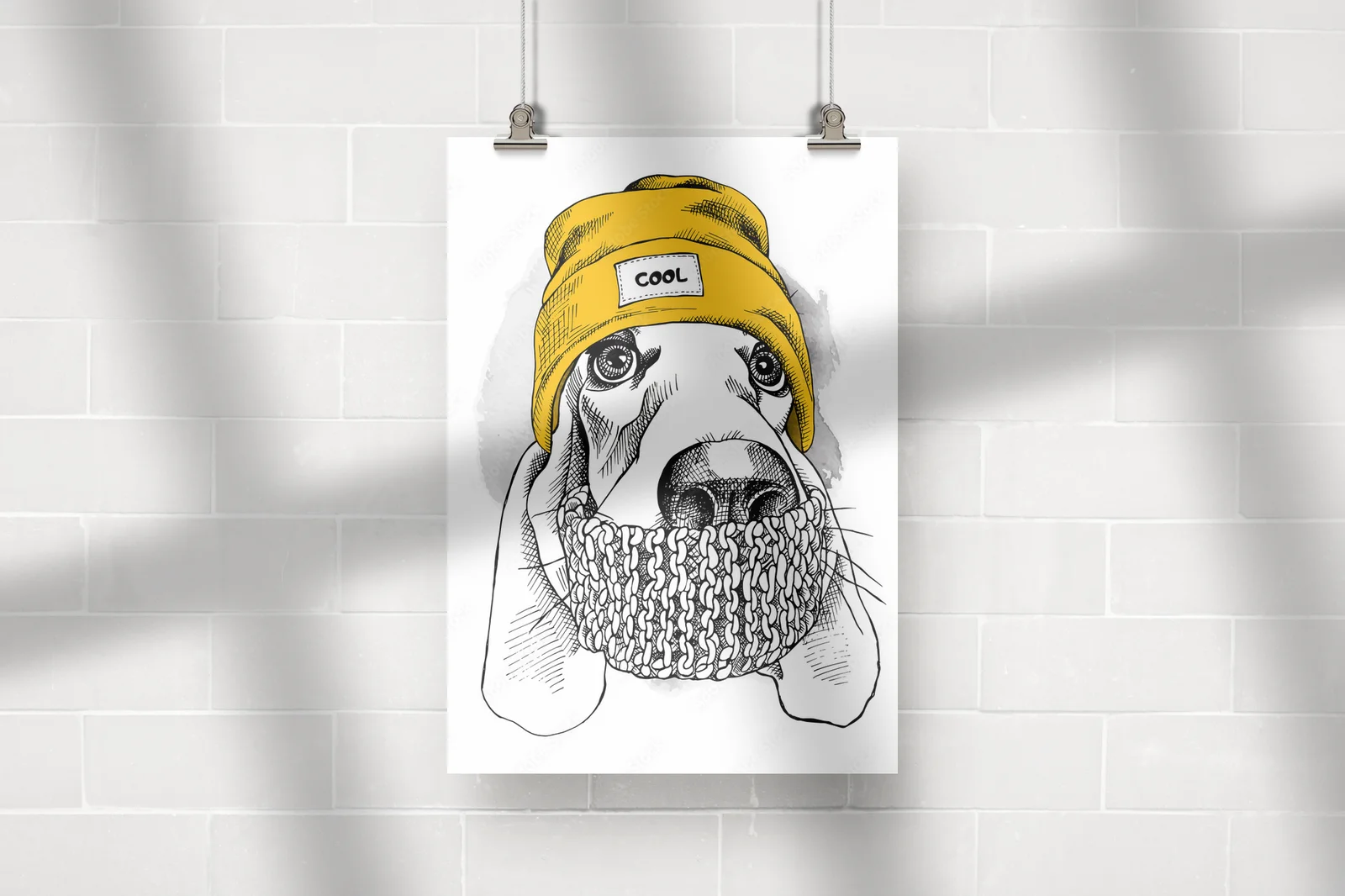 Stylowy Basset Hound w hipsterskim nakryciu