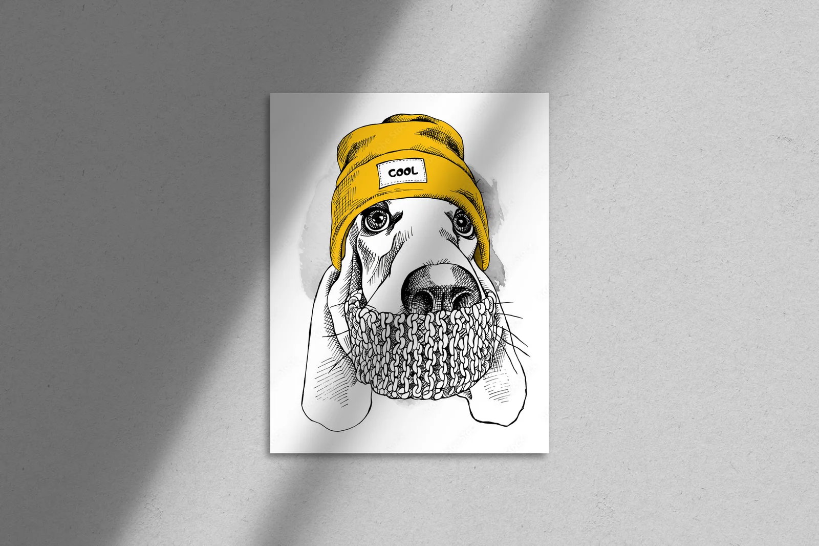 Stylowy Basset Hound w hipsterskim nakryciu