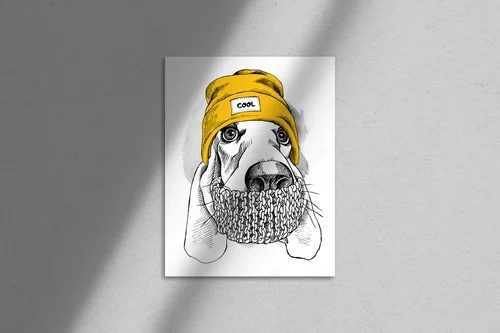 Stylowy Basset Hound w hipsterskim nakryciu