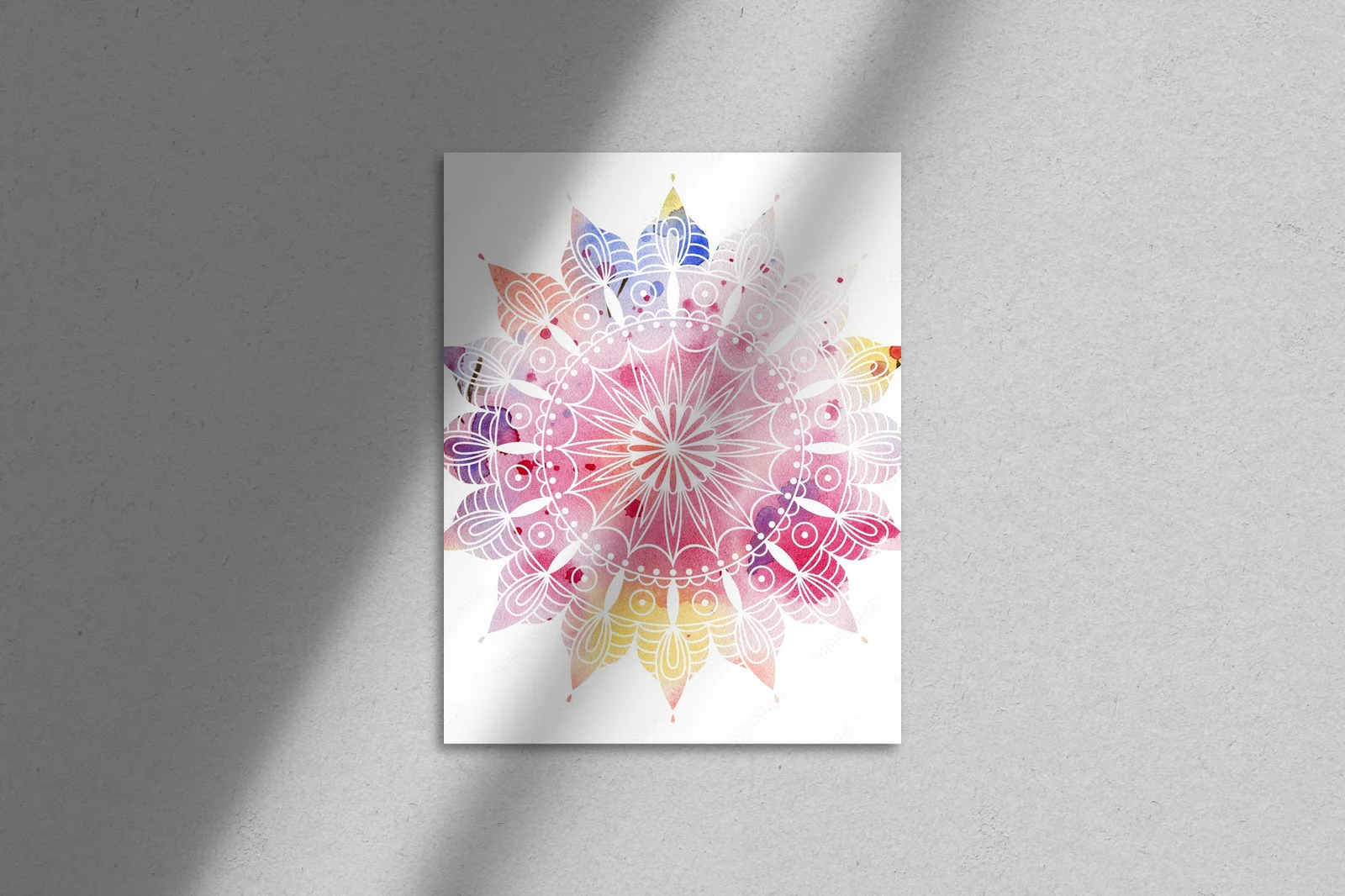 Kolorowa mandala w artystycznej akwareli