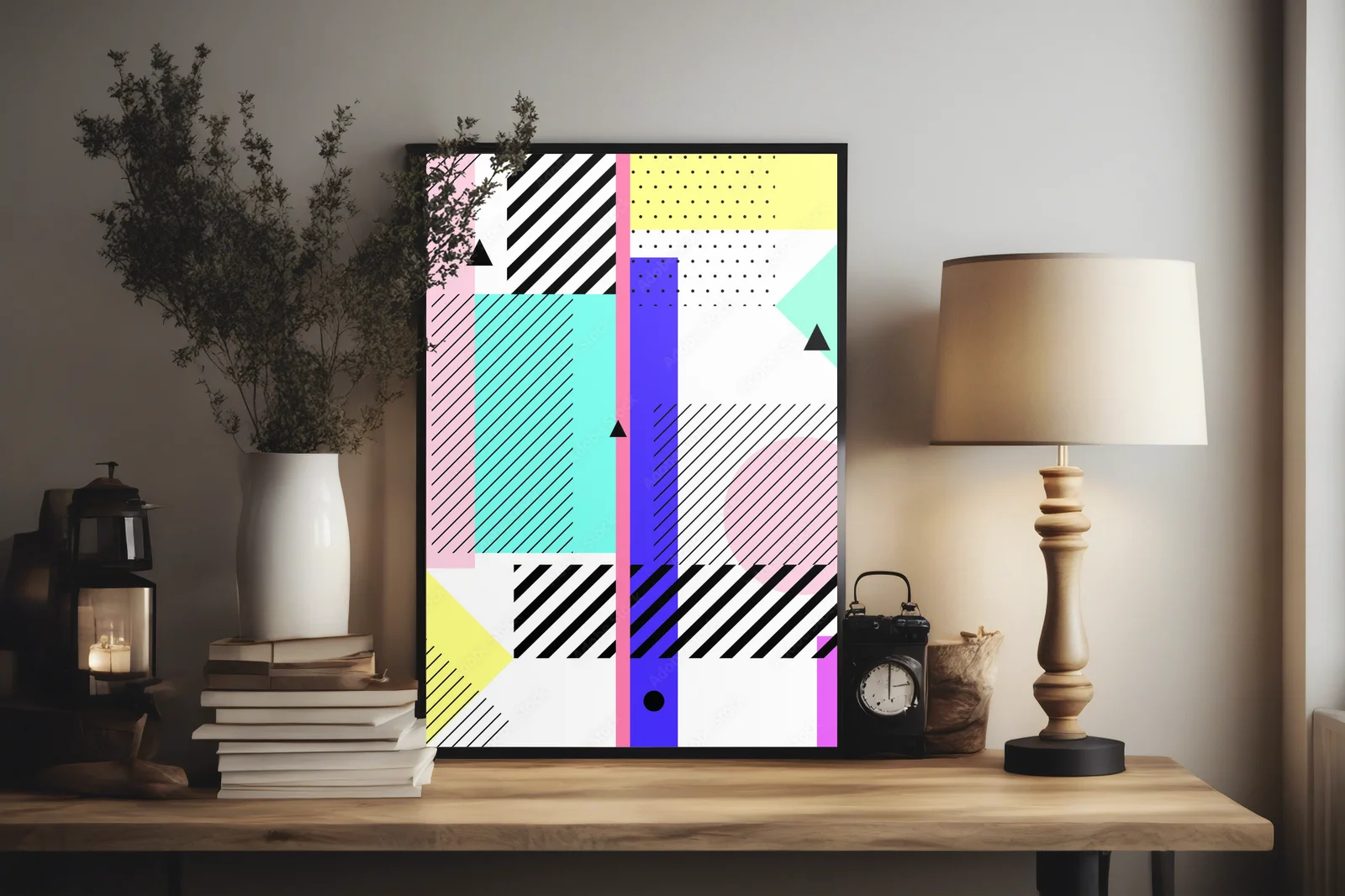Kreatywne geometrie w stylu retro lat 80-tych