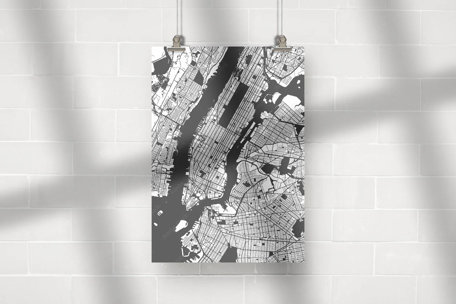 Nowojorska mapa Manhattanu w stonowanych odcieniach