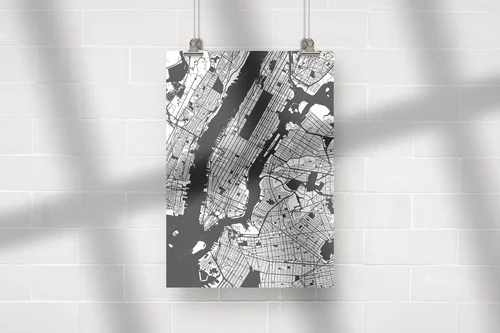 Nowojorska mapa Manhattanu w stonowanych odcieniach