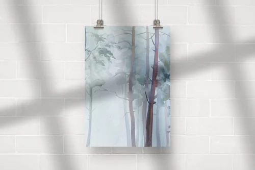 Misty forest in soothing watercolors