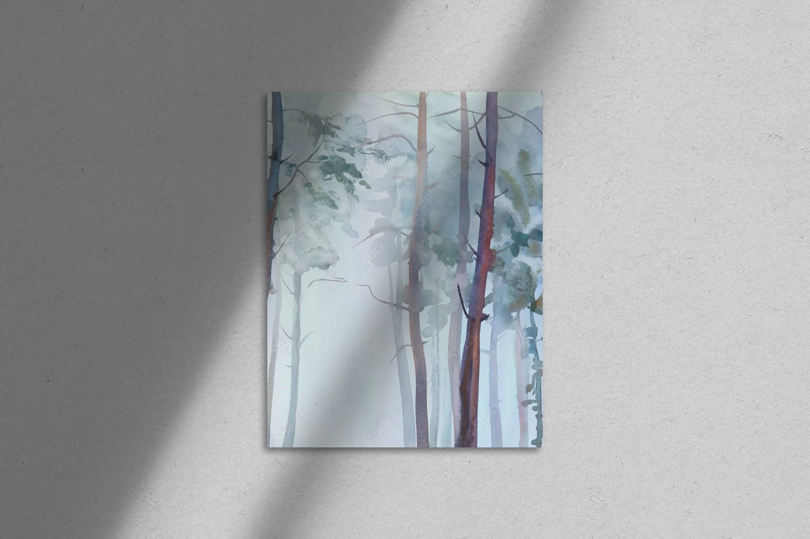 Misty forest in soothing watercolors