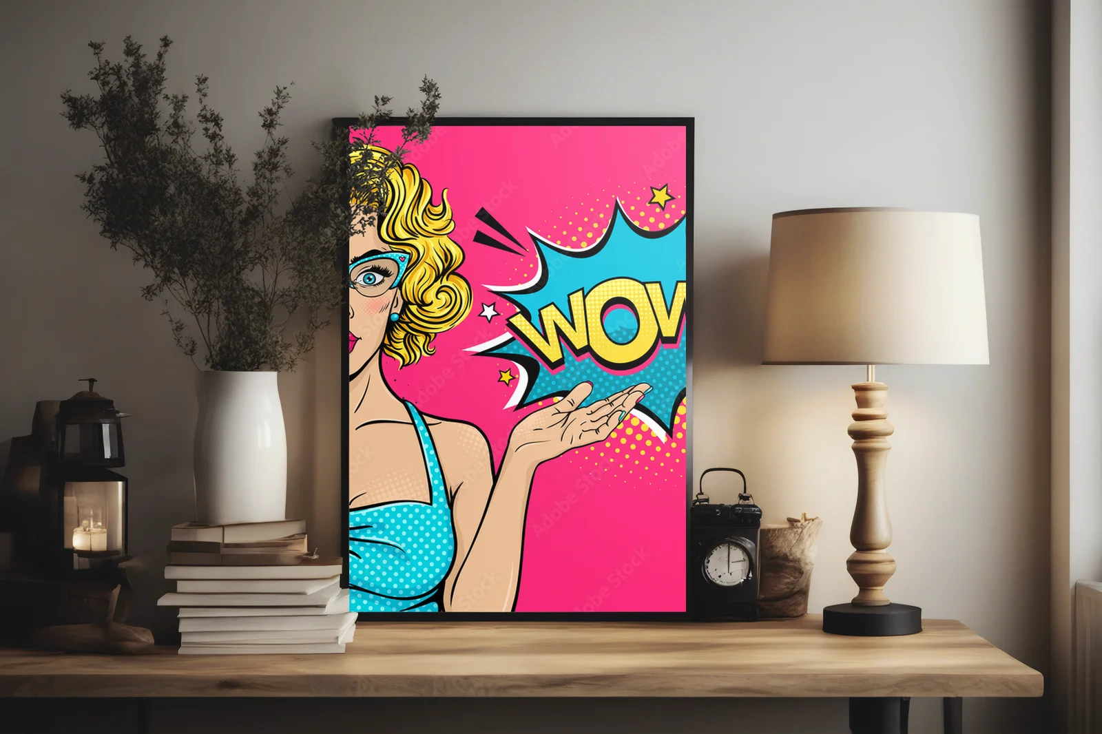 Fascynująca pop-artowa twarz z zaskoczeniem