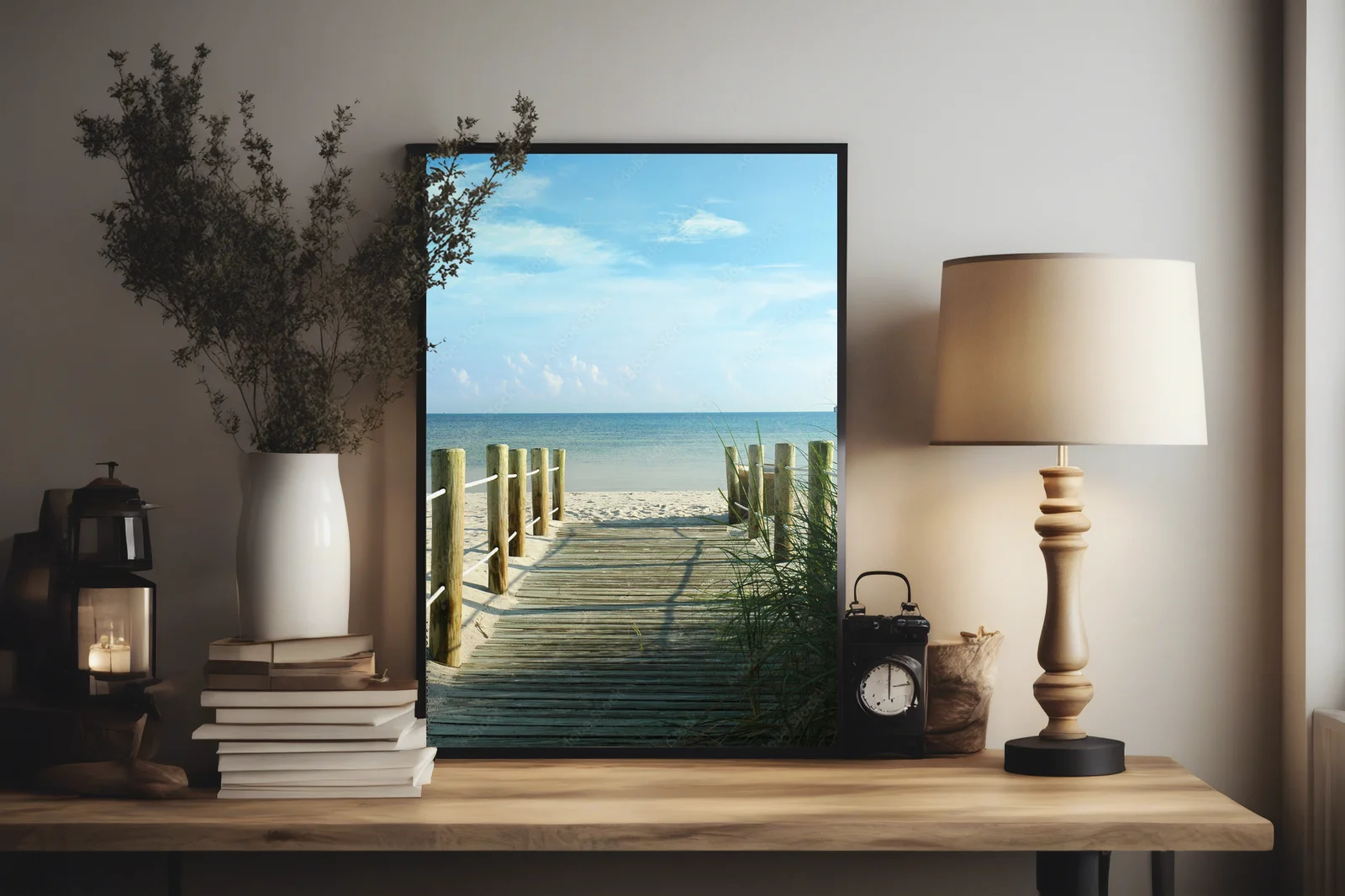 Błękitne wejście na plażę w letniej aurze