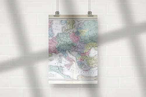 Elegancka mapa Europy w odcieniach vintage