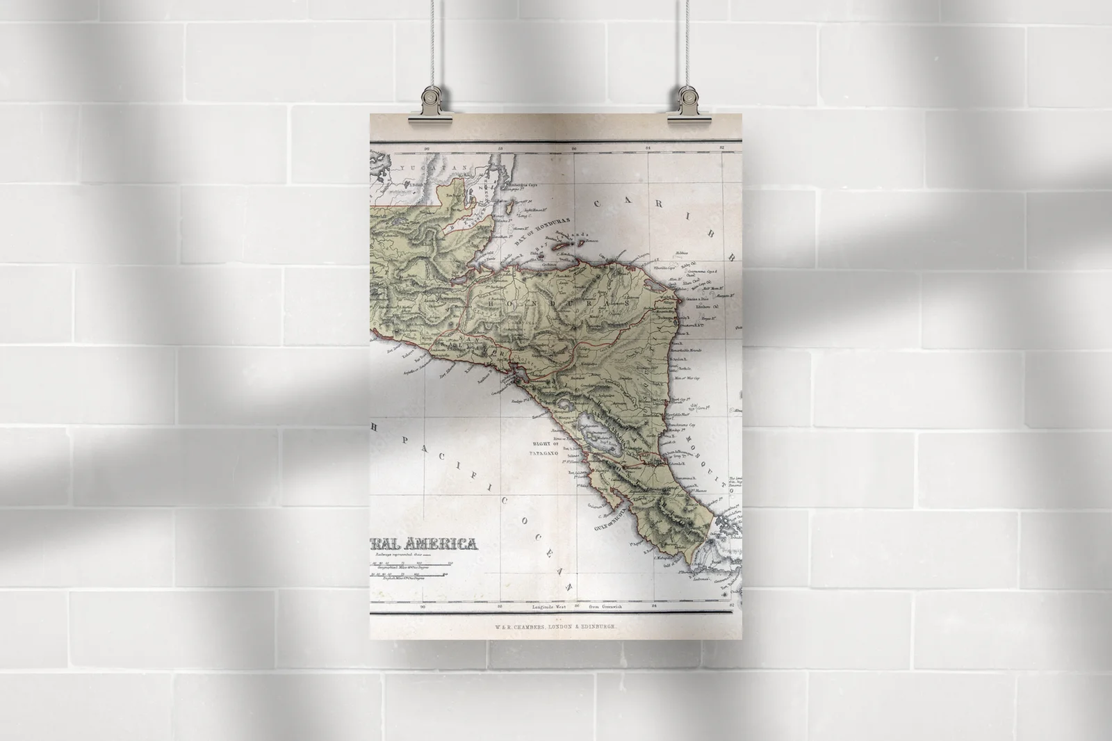 Nostalgiczna mapa Centralnej Ameryki z 1870 roku
