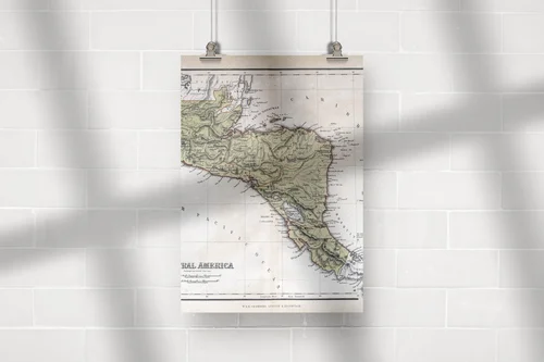 Nostalgiczna mapa Centralnej Ameryki z 1870 roku