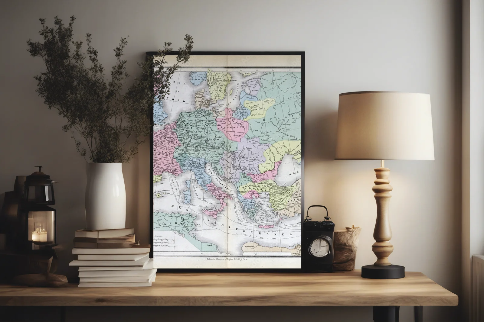 Elegancka mapa Europy w odcieniach vintage