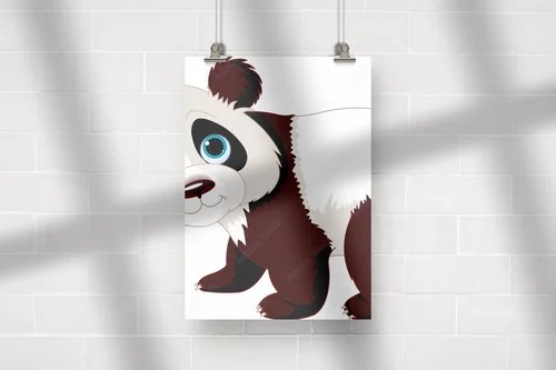Radosny panda spacerujący w białej magii
